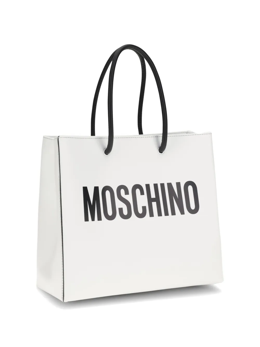 Moschino Leren shopper met logoprint Wit