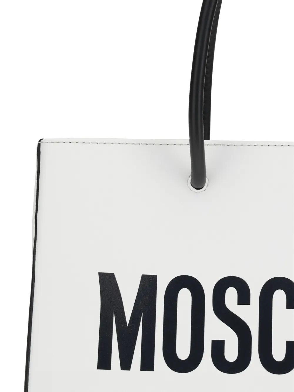Moschino Leren shopper met logoprint Wit
