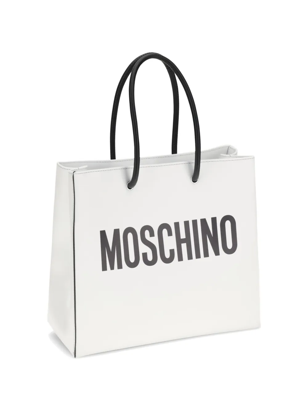 Moschino Leren shopper met logoprint Wit