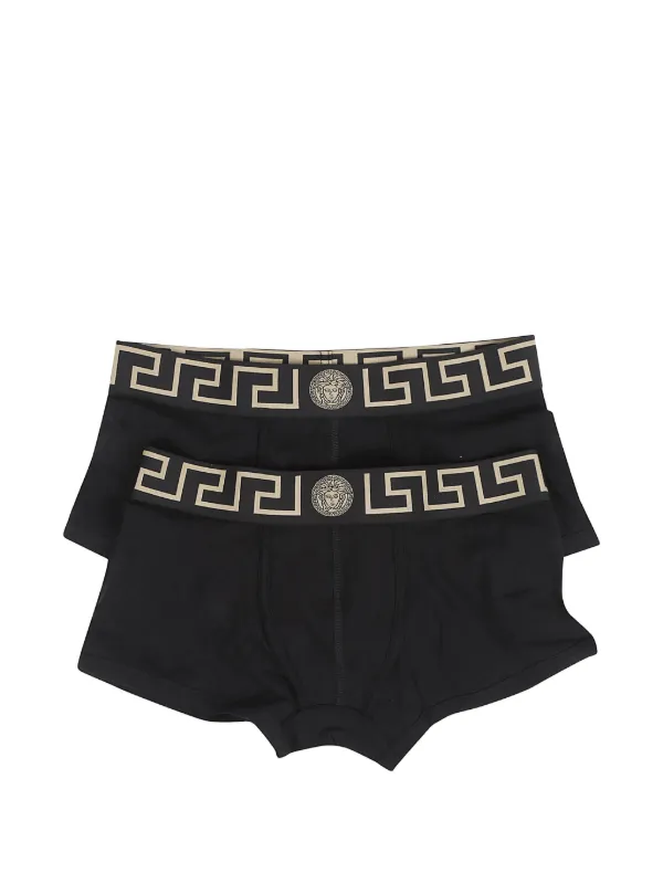 【内田】ヴェルサーチ VERSACE グレカ メドゥーサ ボクサー 2枚 Versace メドゥーサ ボクサーパンツ 2枚組 | ブラック | FARFETCH JP