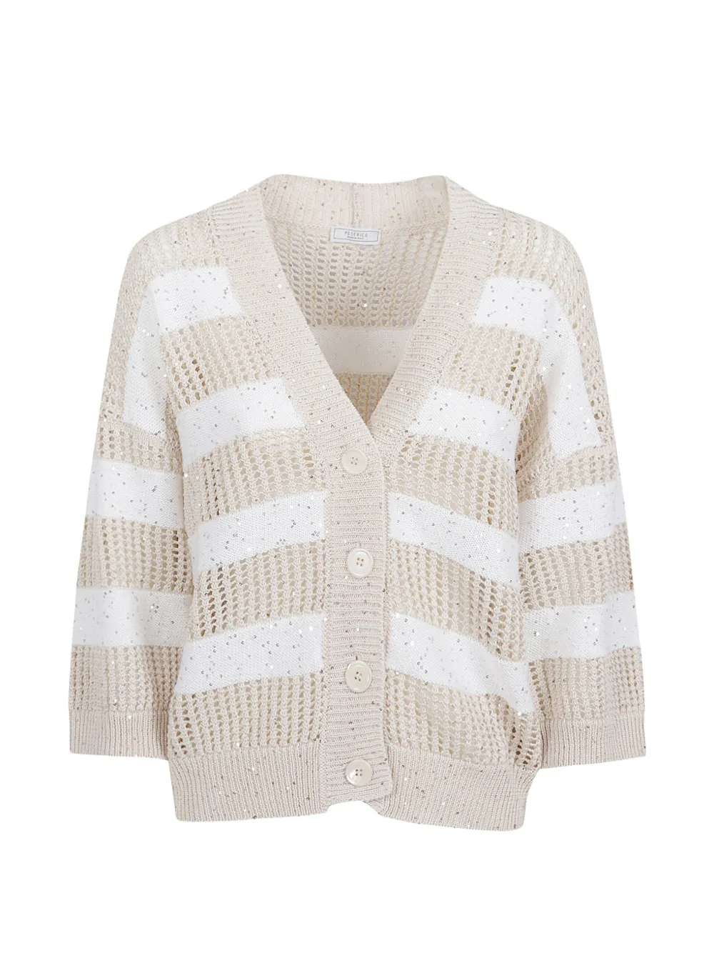 Peserico sequin-embellished open-knit cardigan - Neutrals