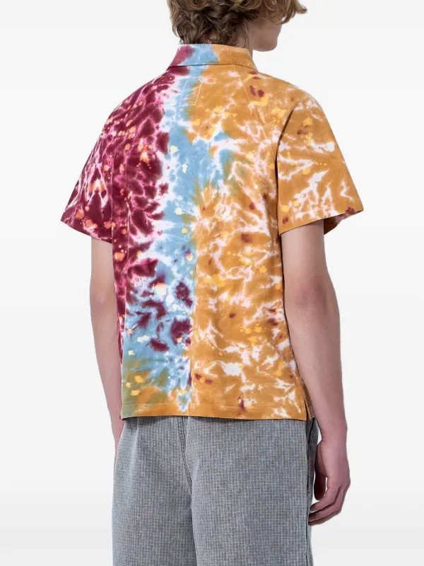 Brain Dead tie-dye zip-collar Polo Shirt | Orange | FARFETCH