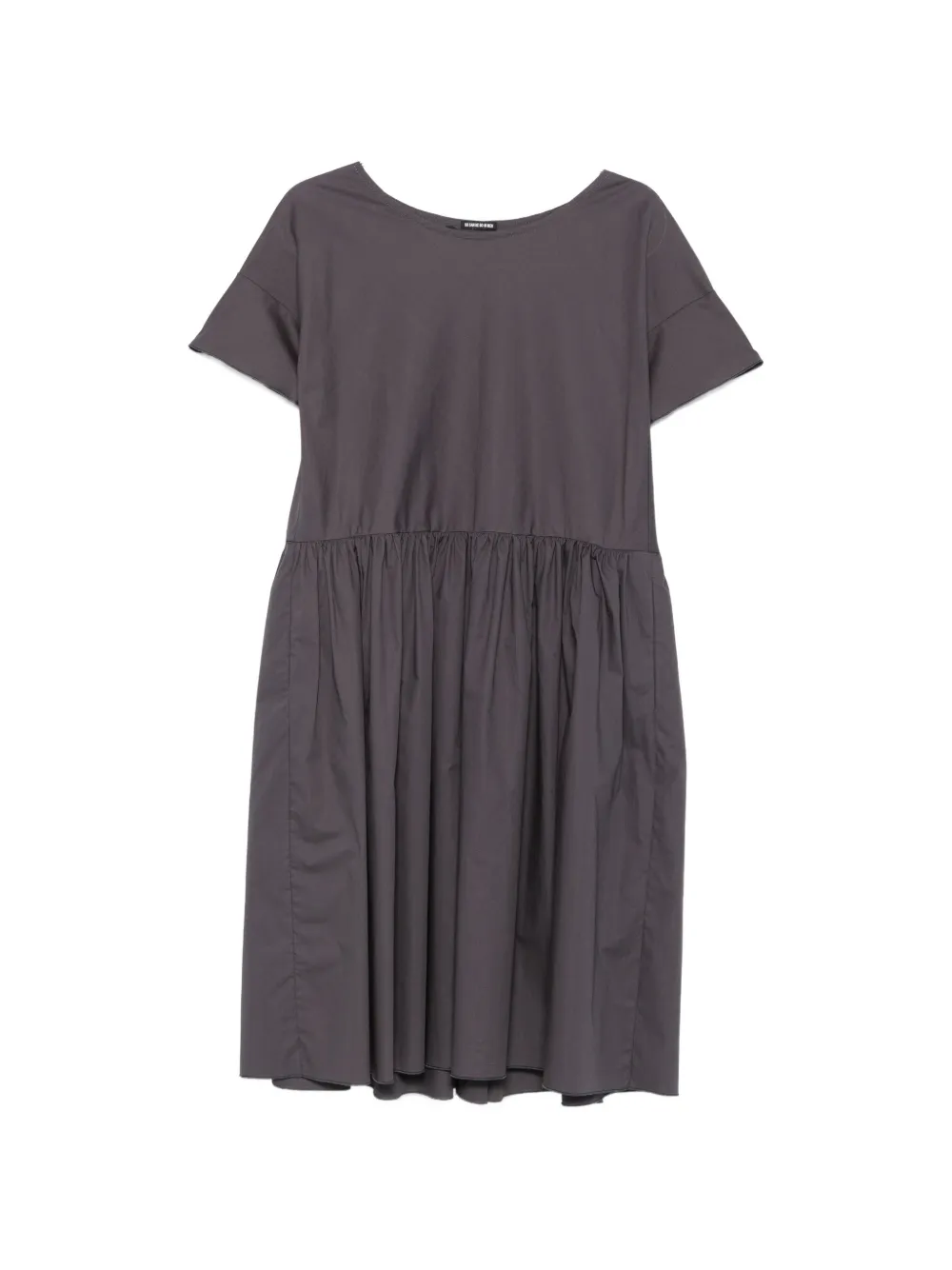 Susanne Bommer Gathered-waist Short-sleeve Dress In Black