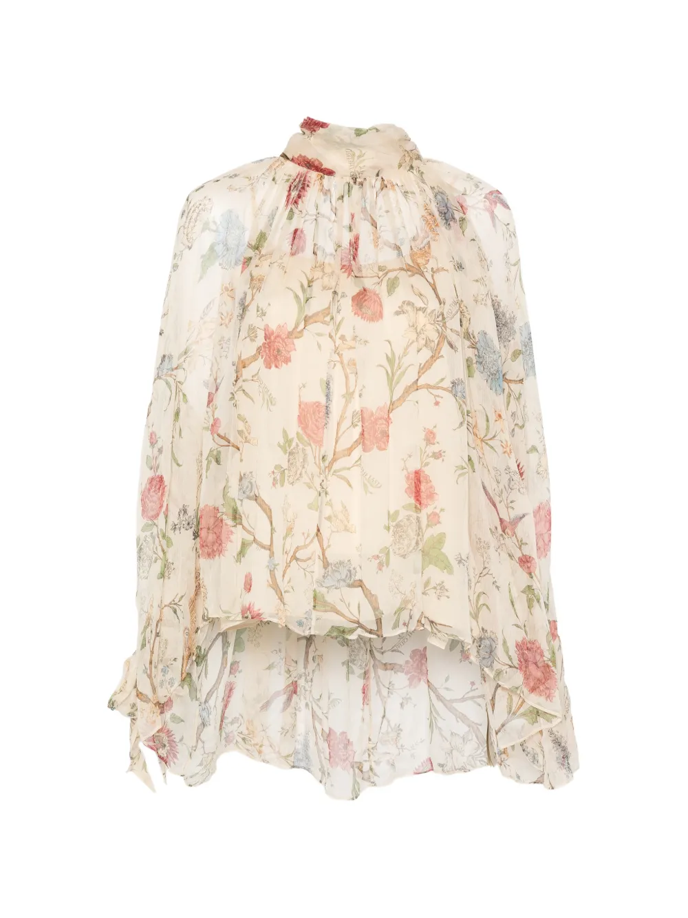 INTO THE EAST Morris Crinkle Bat floral-print long-sleeve shirt - Toni neutri