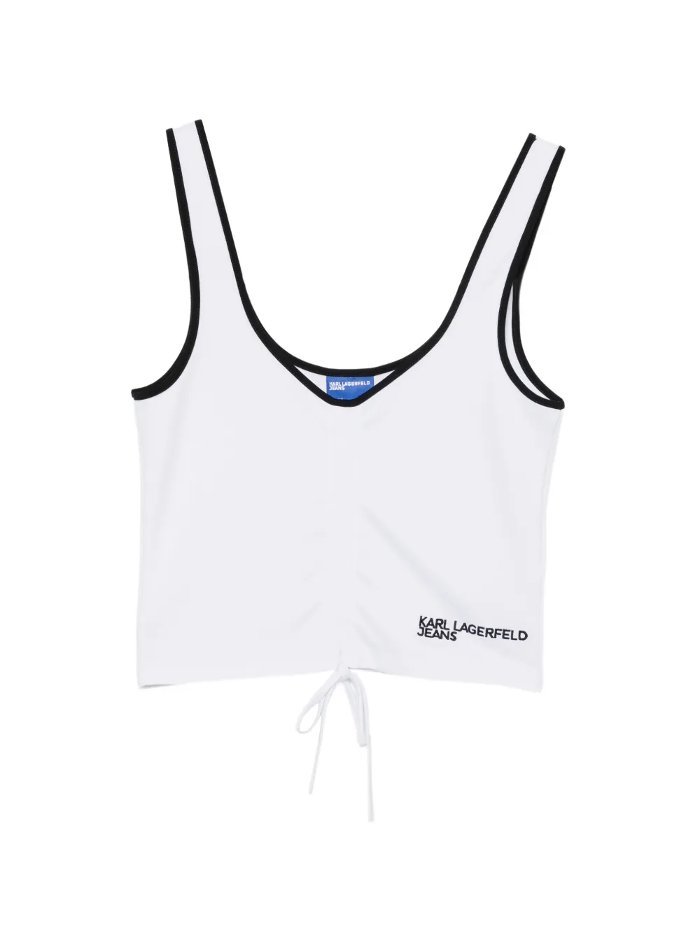 Karl Lagerfeld Jeans ruched-detail logo-print top - Bianco