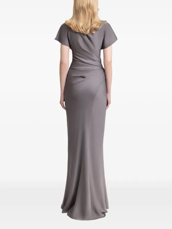 gemy maalouf dress smokey grey Sweetheart Draped Long Dress