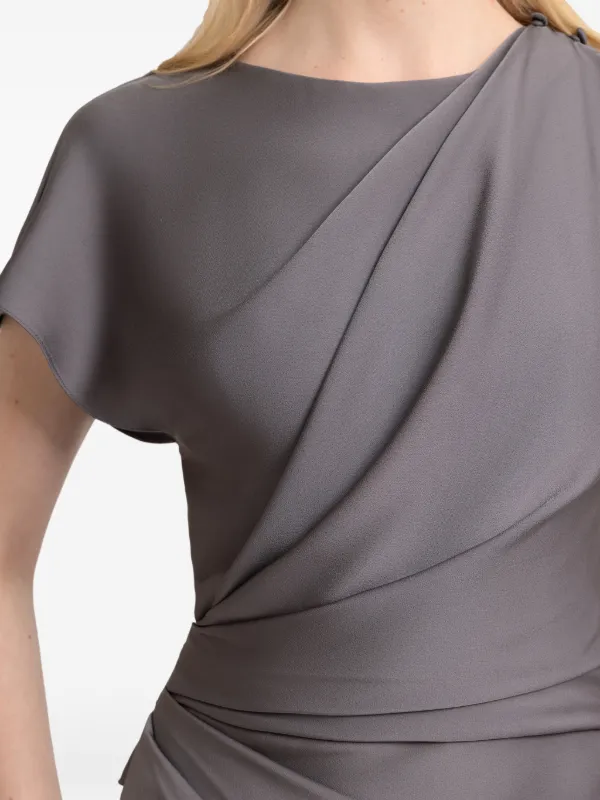gemy maalouf dress smokey grey Asymmetrical Draped Satin Dress