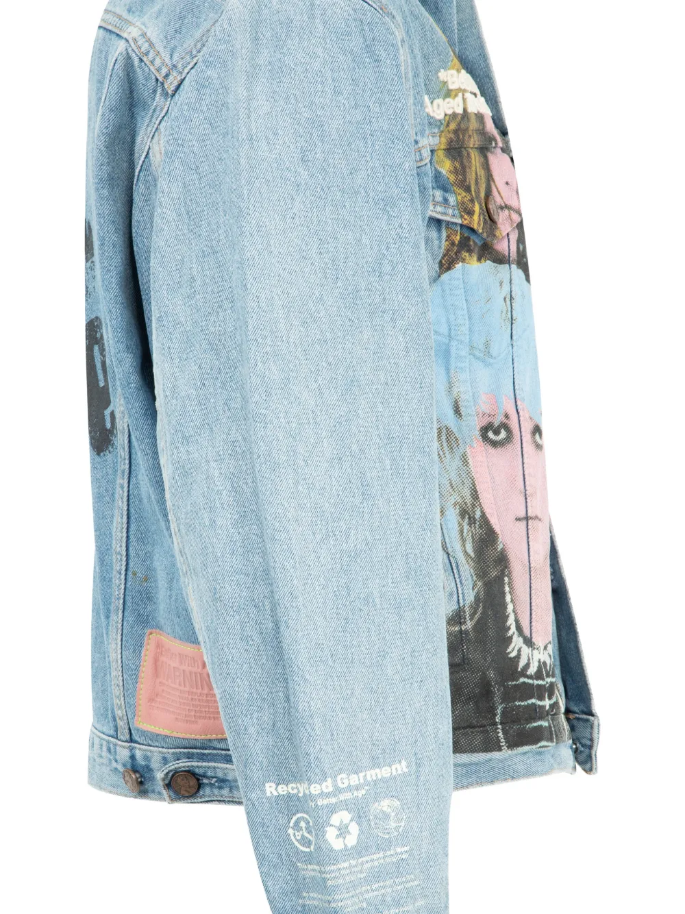 Better with Age Blanche grafische prints denim jack Blauw