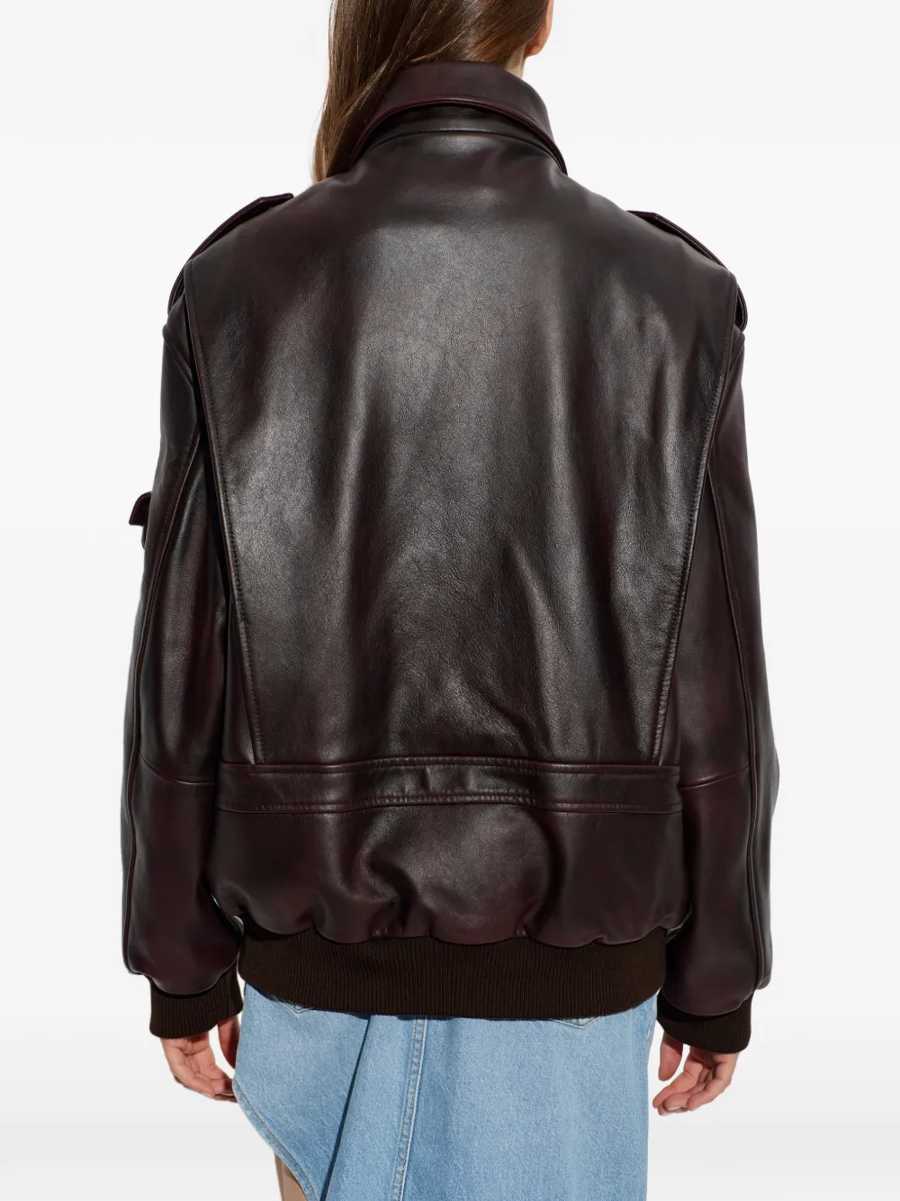 Coperni Leren jack met epauletten Bruin