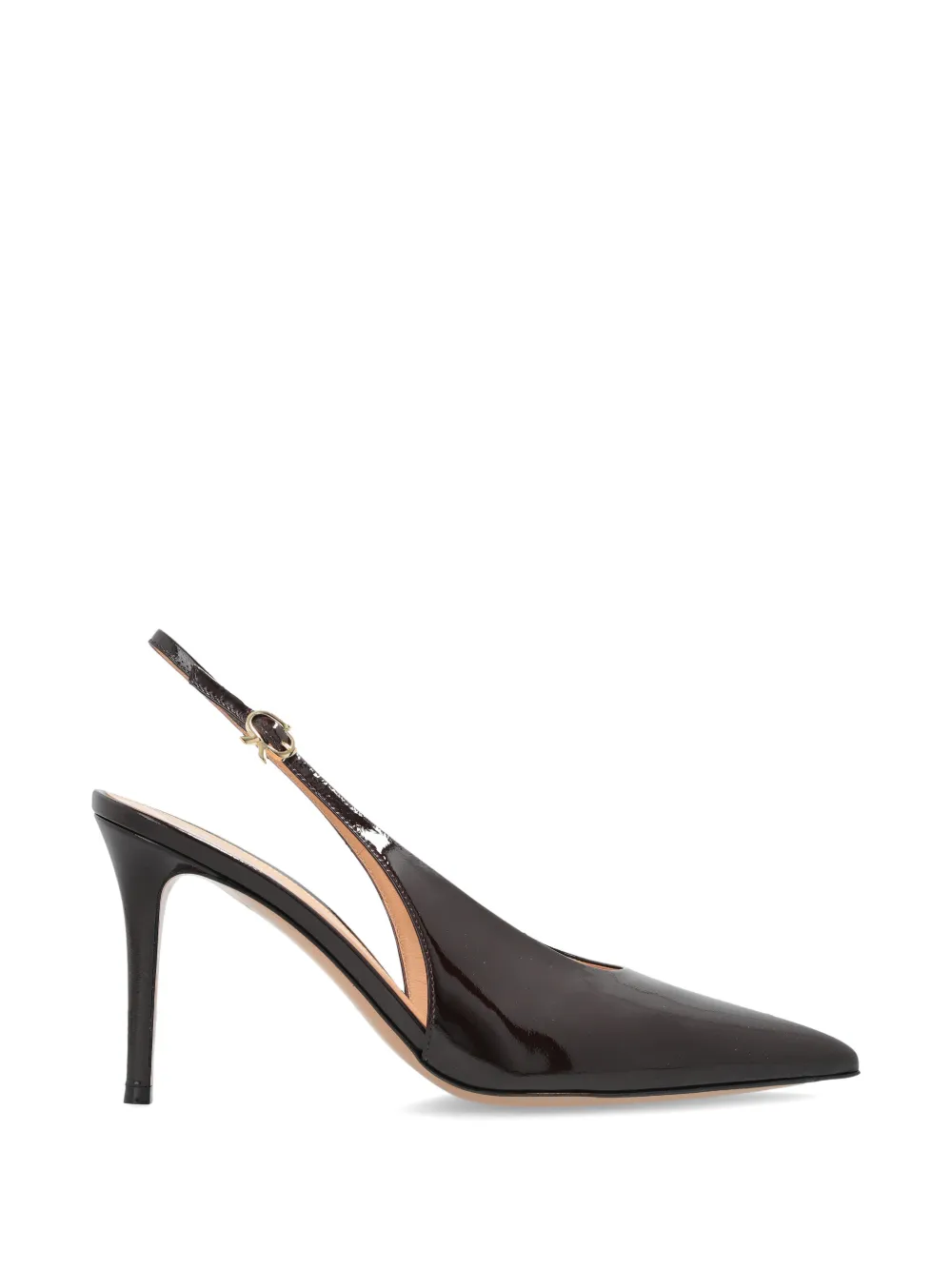 Gianvito Rossi Robbie patent-leather slingback pumps Bruin