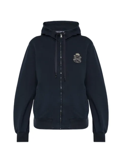 Dolce & Gabbana logo-patch zip-up hoodie