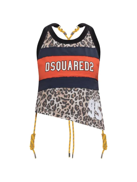 DSQUARED2 Wild2 leopard-print asymmetric top
