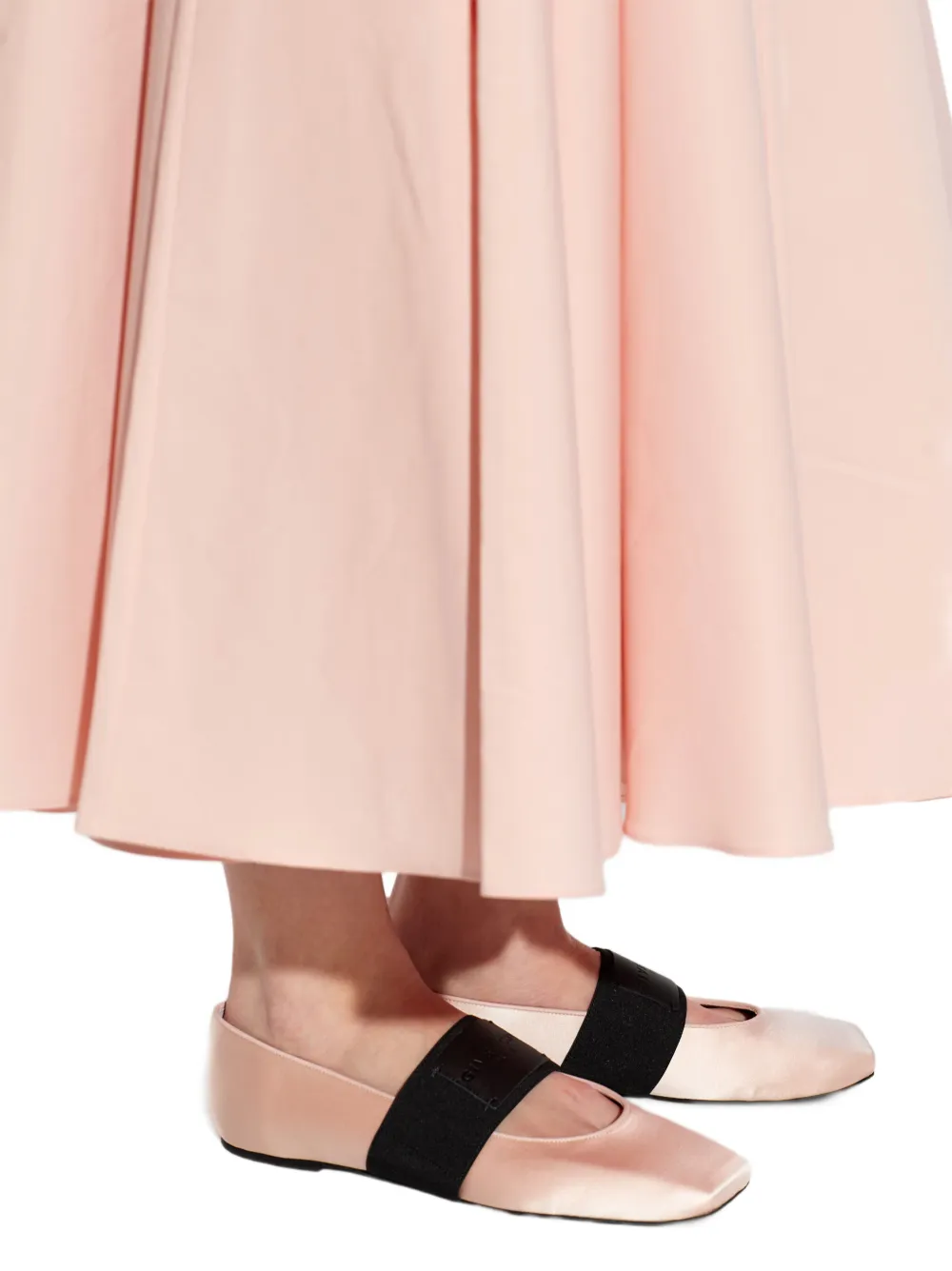 Givenchy logo-patch elasticated-strap ballet flats Roze