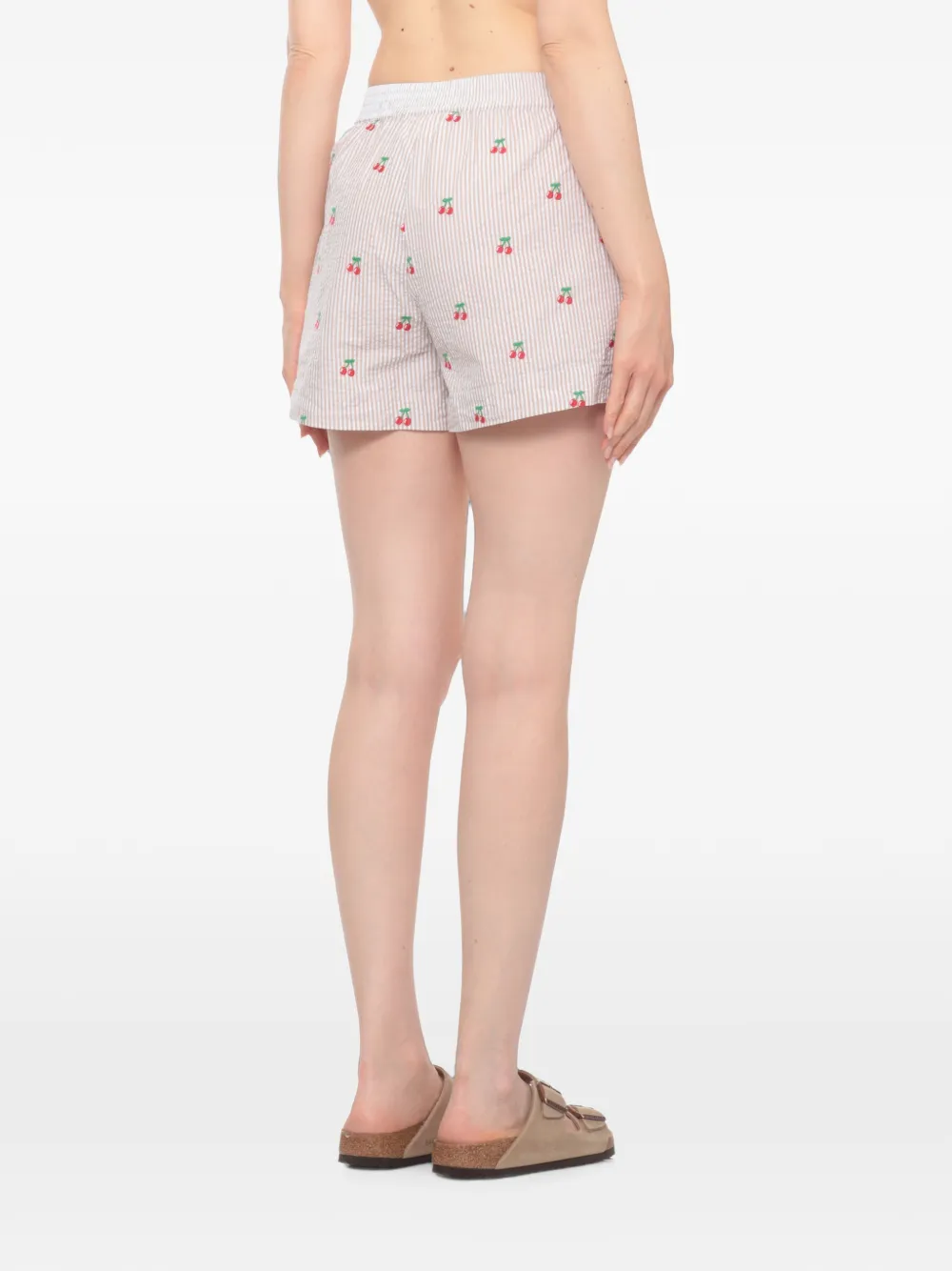 MC2 Saint Barth Meave seersucker shorts met geborduurde kersen Wit