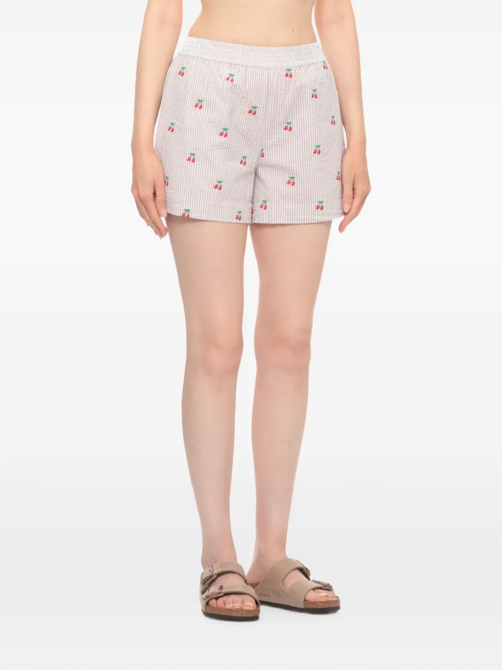 MC2 Saint Barth Meave seersucker shorts met geborduurde kersen Wit