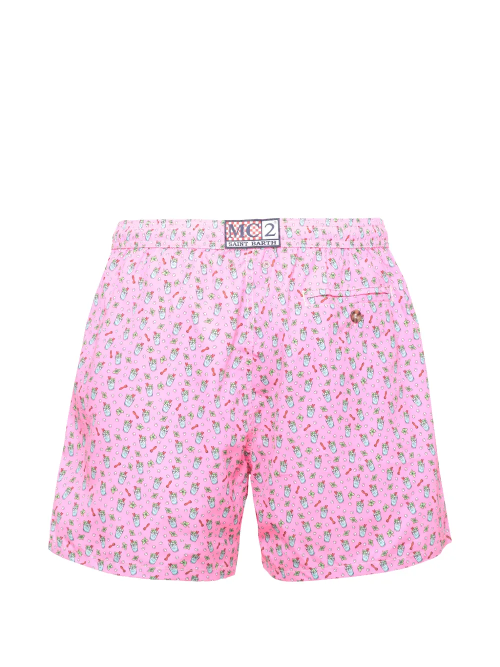 MC2 Saint Barth Zwembroek met cocktail-print en trekkoord Roze