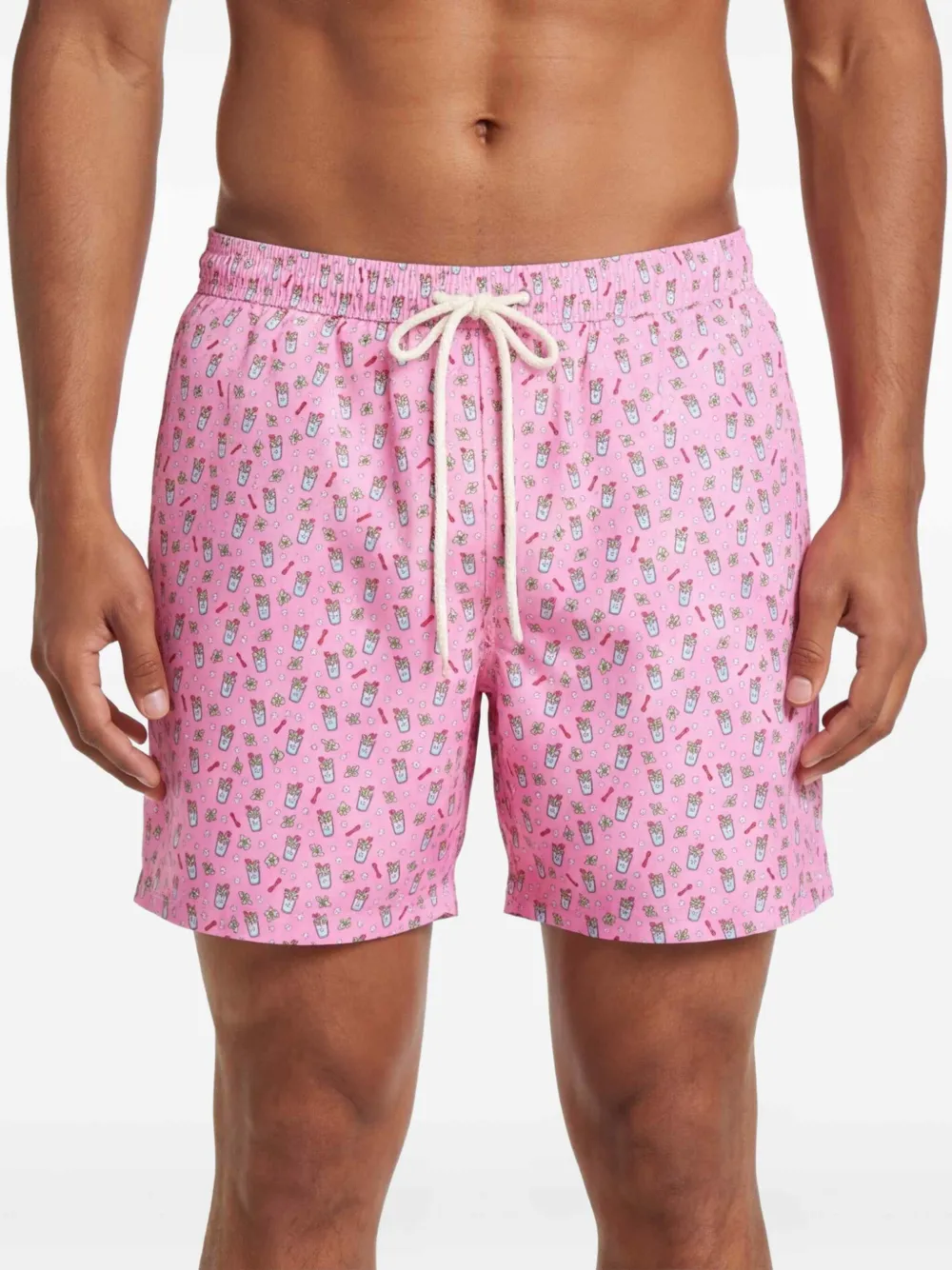 MC2 Saint Barth Zwembroek met cocktail-print en trekkoord Roze