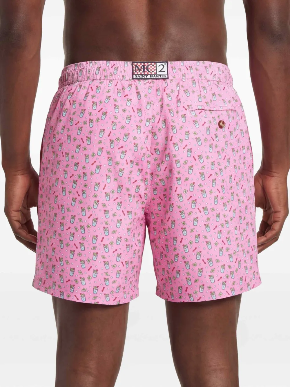 MC2 Saint Barth Zwembroek met cocktail-print en trekkoord Roze