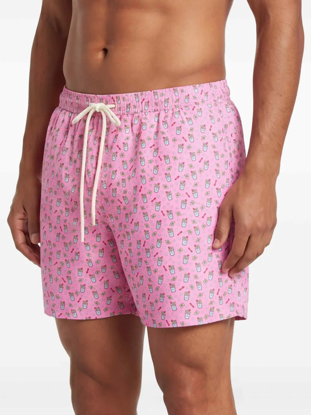 MC2 Saint Barth Zwembroek met cocktail-print en trekkoord Roze