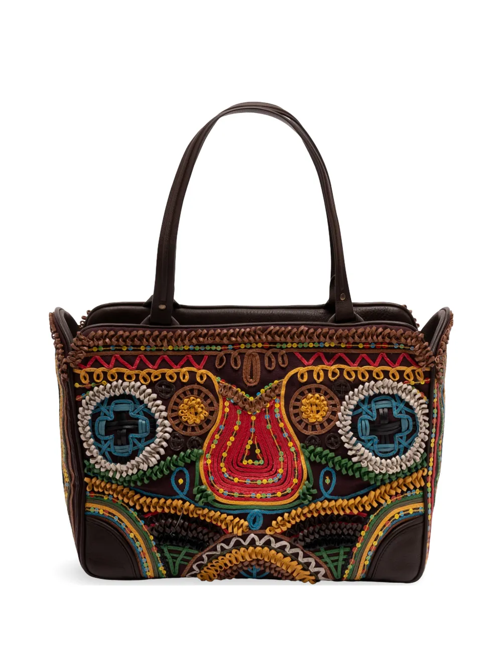 Jamin Puech Rodriguez embroidered leather shoulder bag - Marrone