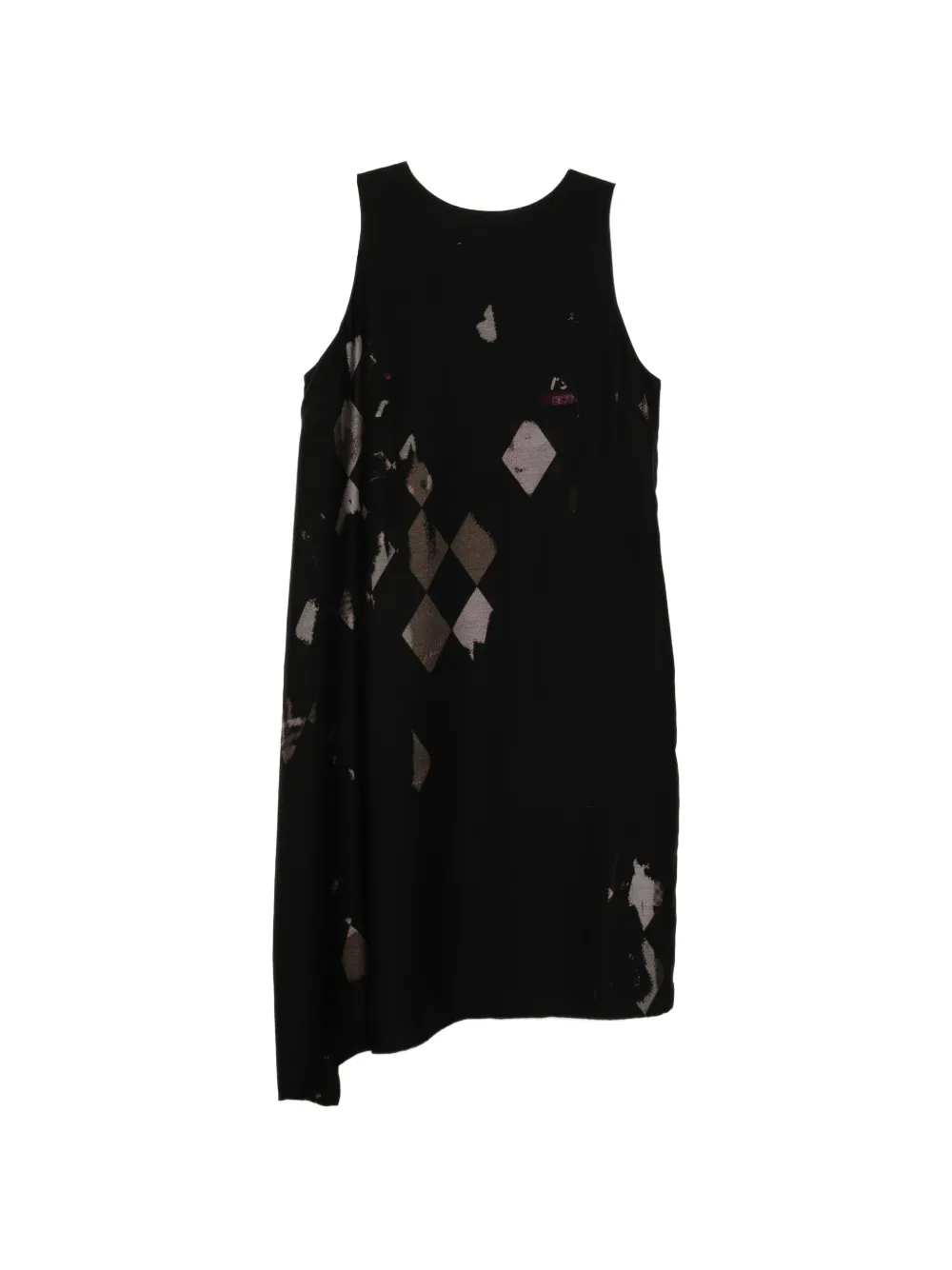 Y's Asymmetrische jurk met argyle print Zwart