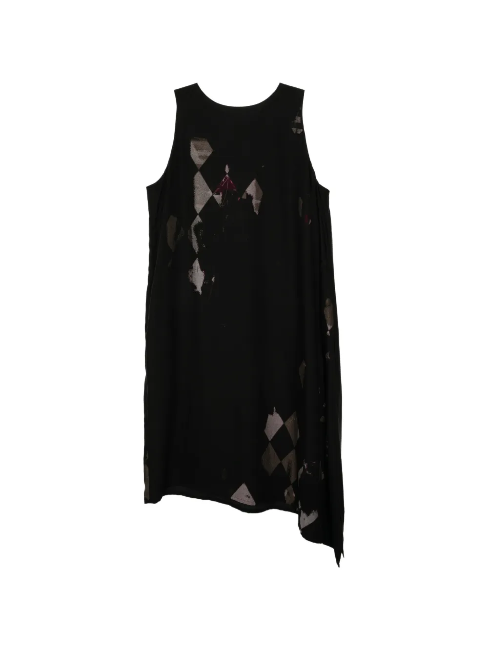 Y's argyle-print asymmetric dress - Nero