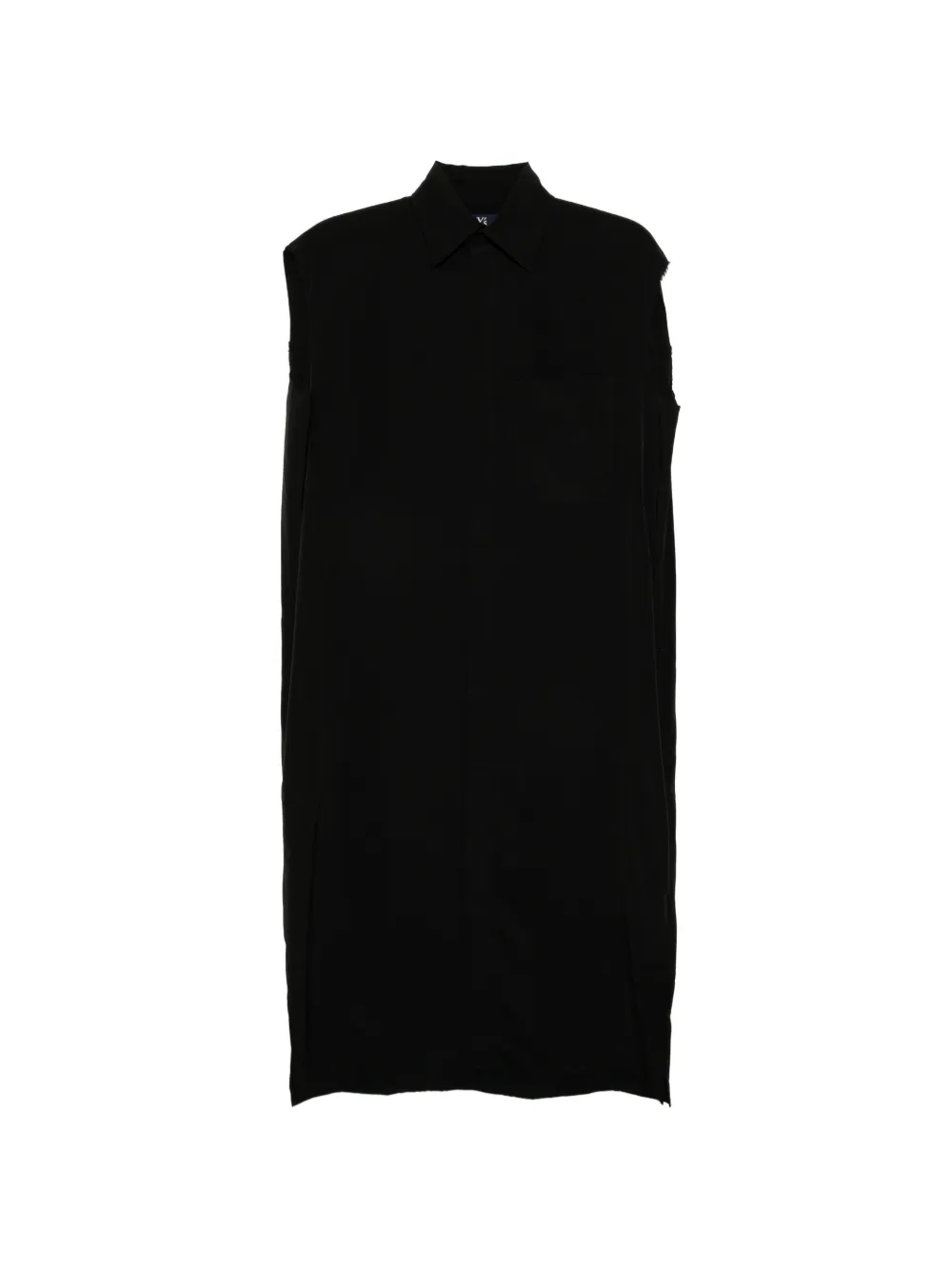 Y's frayed-edge sleeveless shirt dress - Nero
