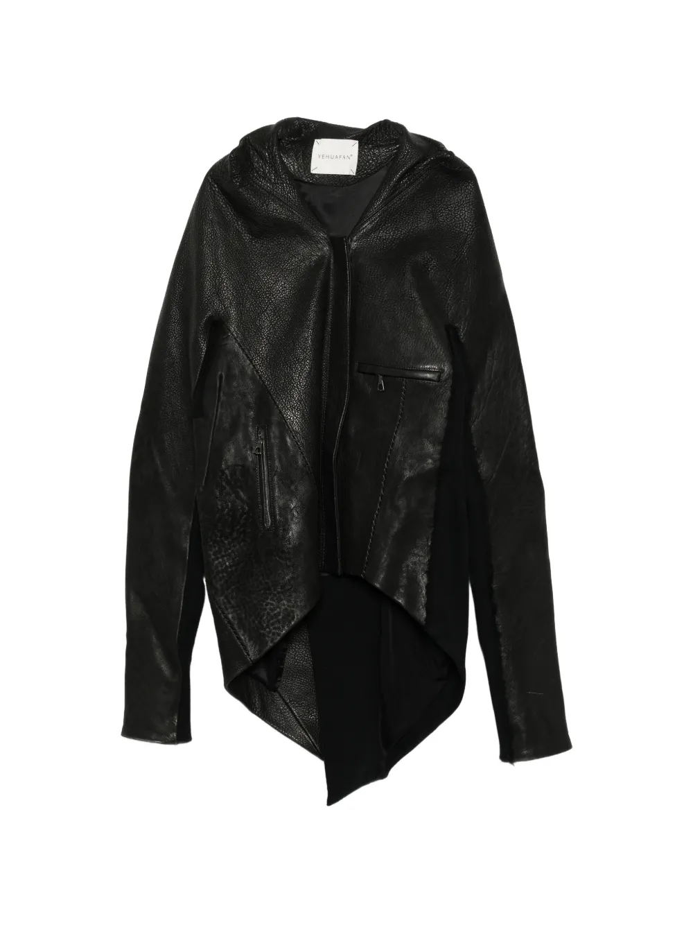 Yehuafan Panelled Leather Jacket In Black