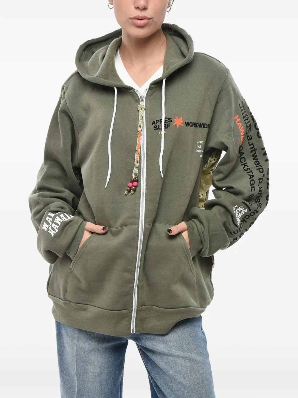 Après Surf logo-print zip-fastening hoodie - Green