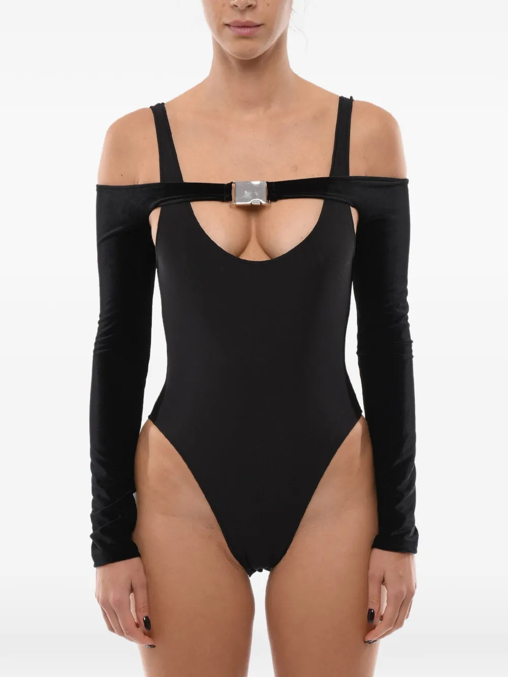 David Koma buckle-detail cutout bodysuit - Schwarz