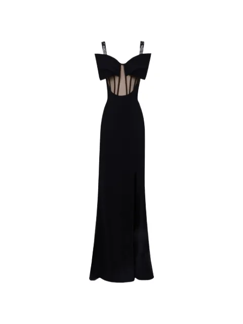 Gemy Maalouf bow-detail sheer-corset dress