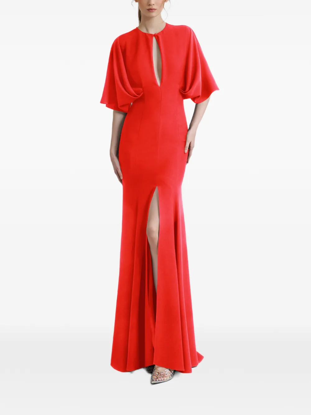 Gemy Maalouf Jurk met capemouwen en uitgesneden detail Rood