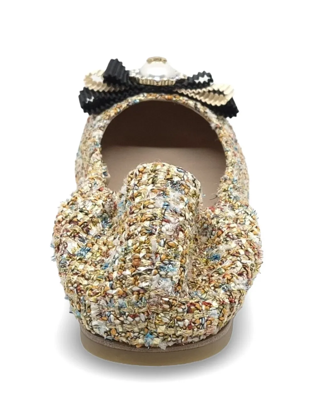 Casadei tweed bow-detail ballet flats Goud
