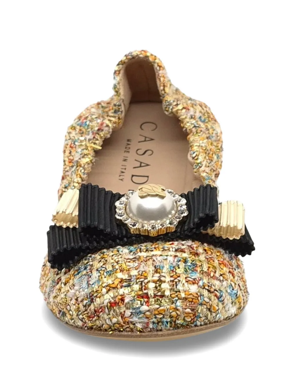 Casadei tweed bow-detail ballet flats Goud