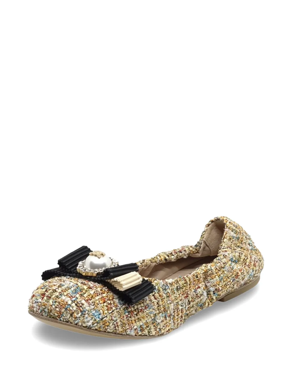 Casadei tweed bow-detail ballet flats Goud