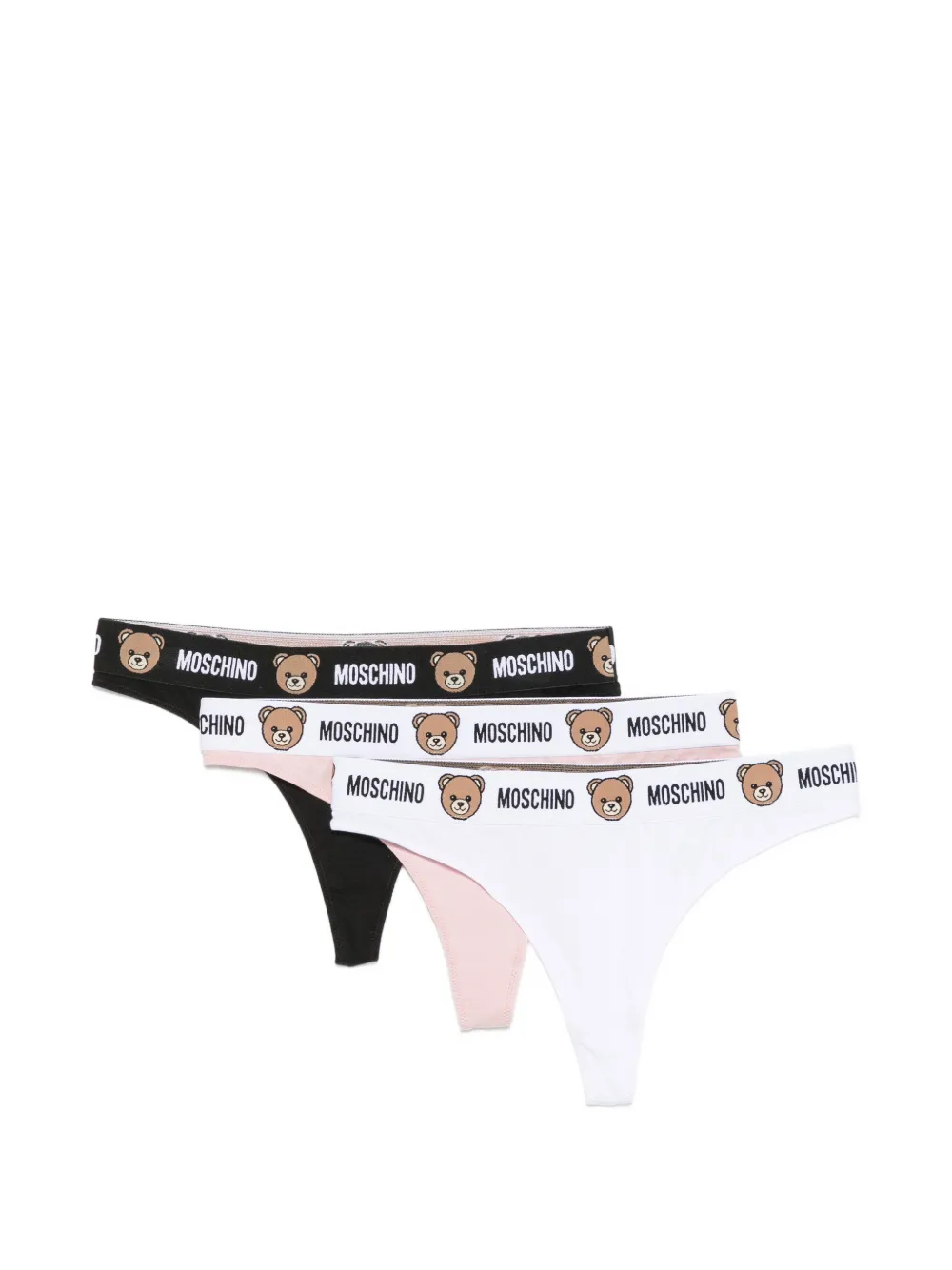 Moschino logo-waistband thongs (set of three) - Rosa