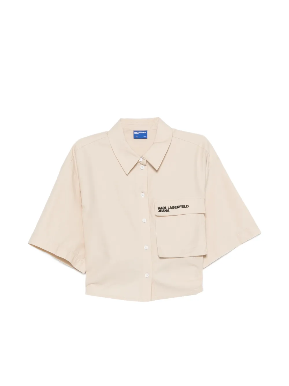 Karl Lagerfeld Jeans logo-embroidered crop shirt - Nude
