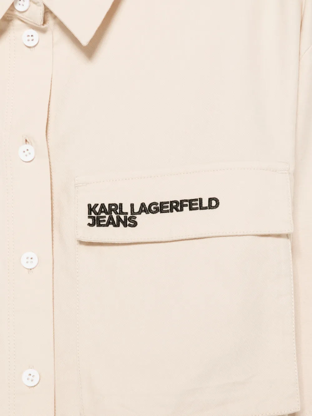 Karl Lagerfeld Jeans Cropped blouse met geborduurd logo Beige