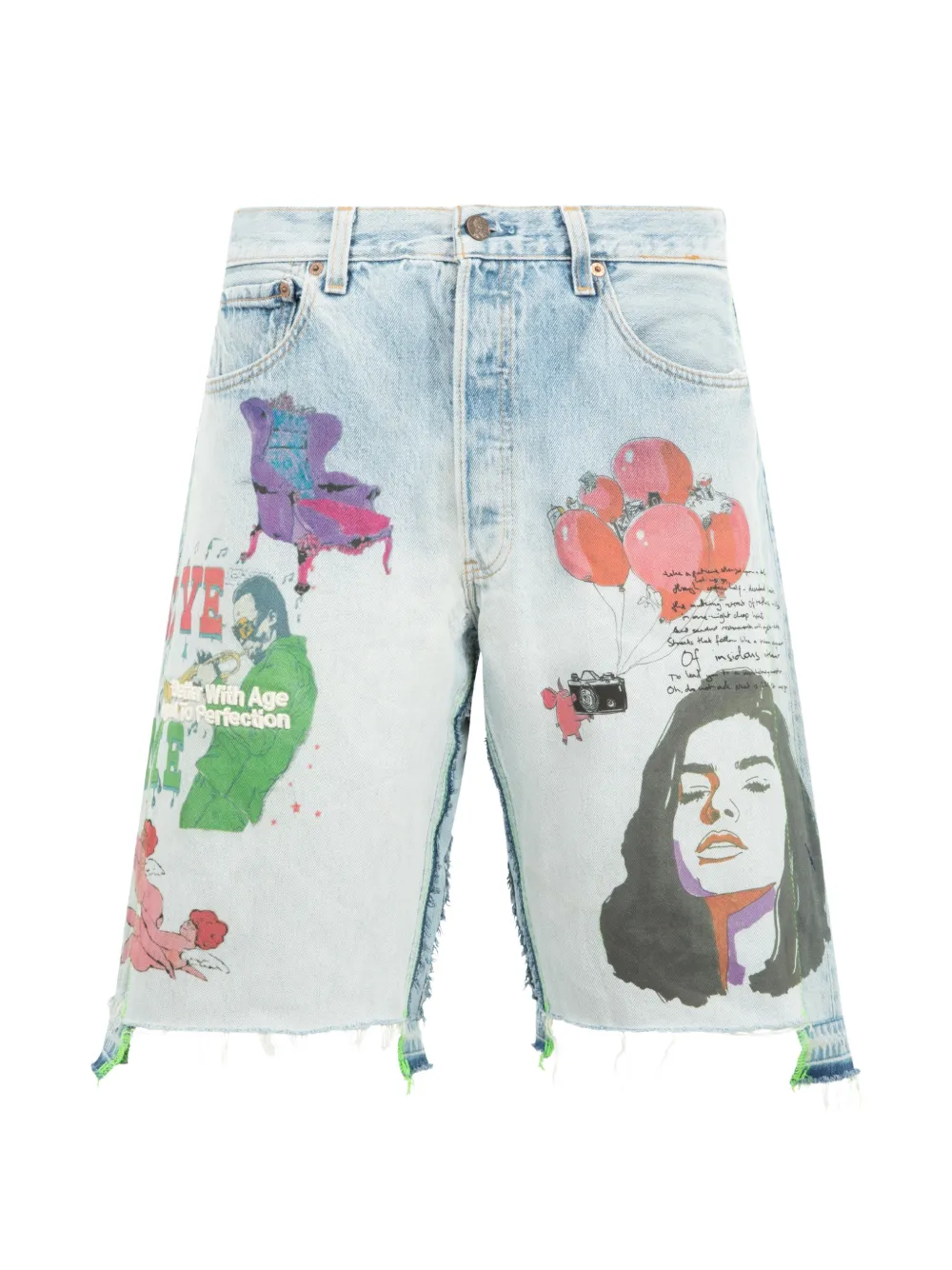 Better with Age Harrison graphic-print raw-cut shorts - Blau