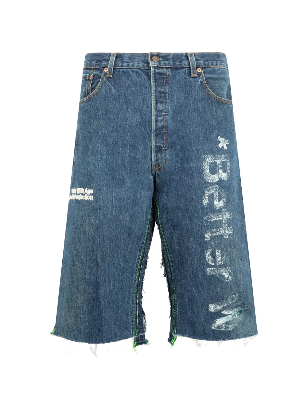 Better with Age Clementine logo-print denim shorts - Blau