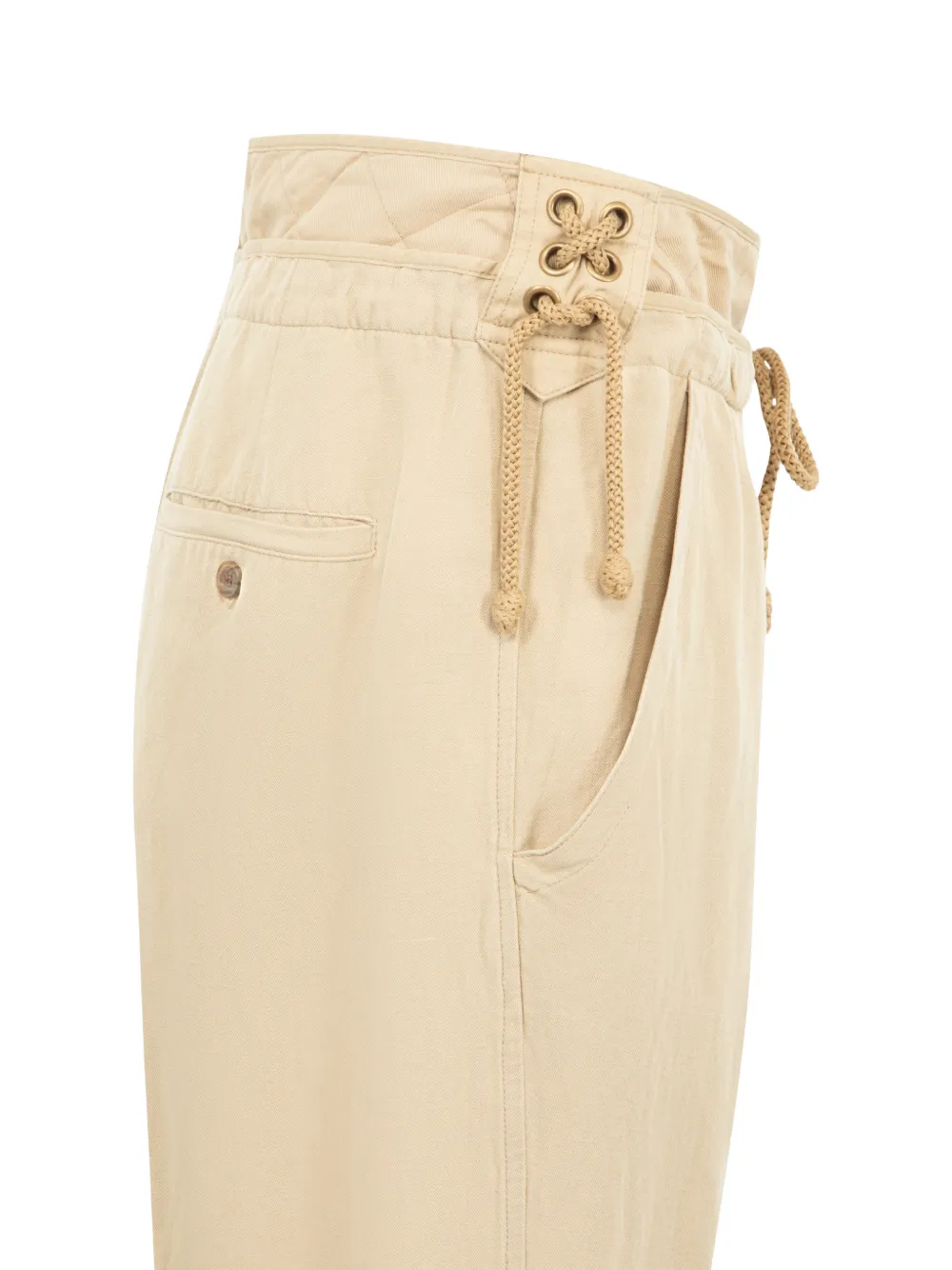 ISABEL MARANT Sharon-GD straight broek met veters Beige