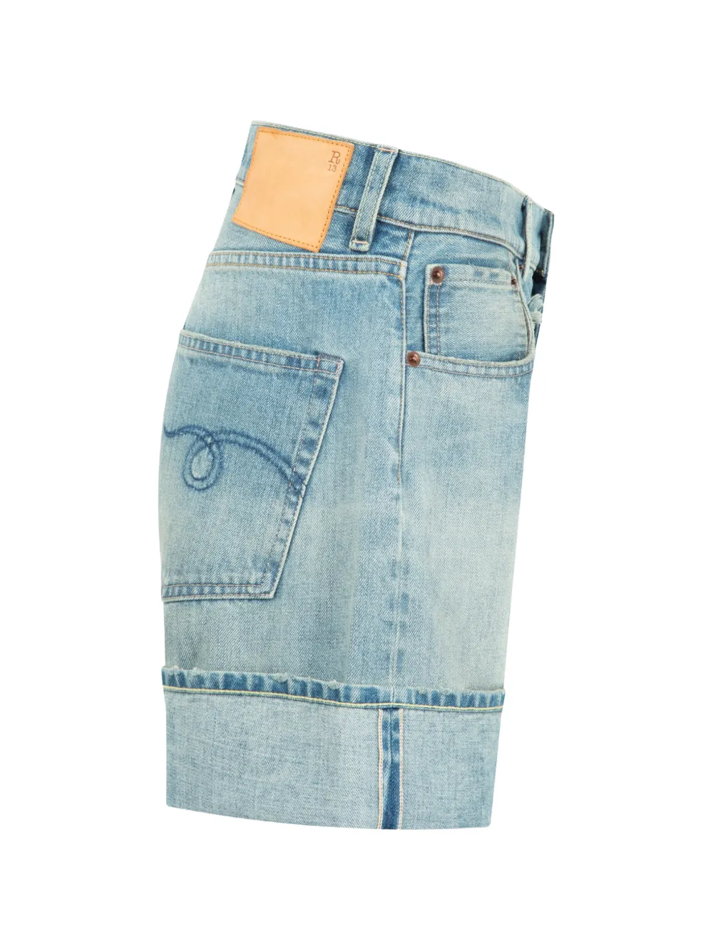 R13 Nina denim shorts met omslag Blauw