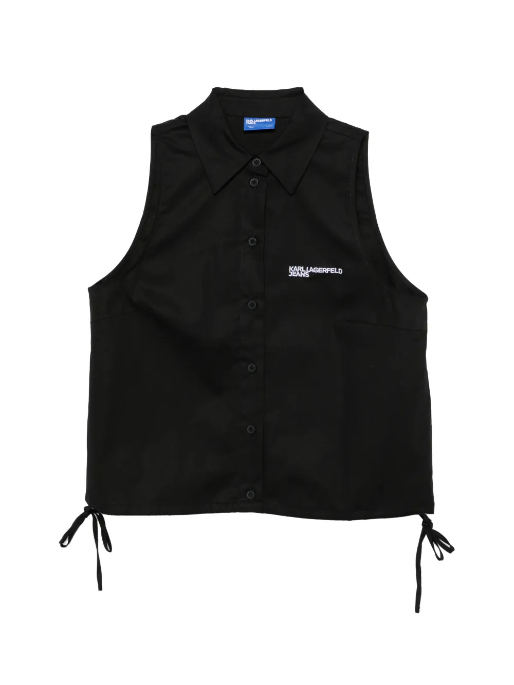 Karl Lagerfeld Jeans logo-embroidered drawstring-hem top - Nero