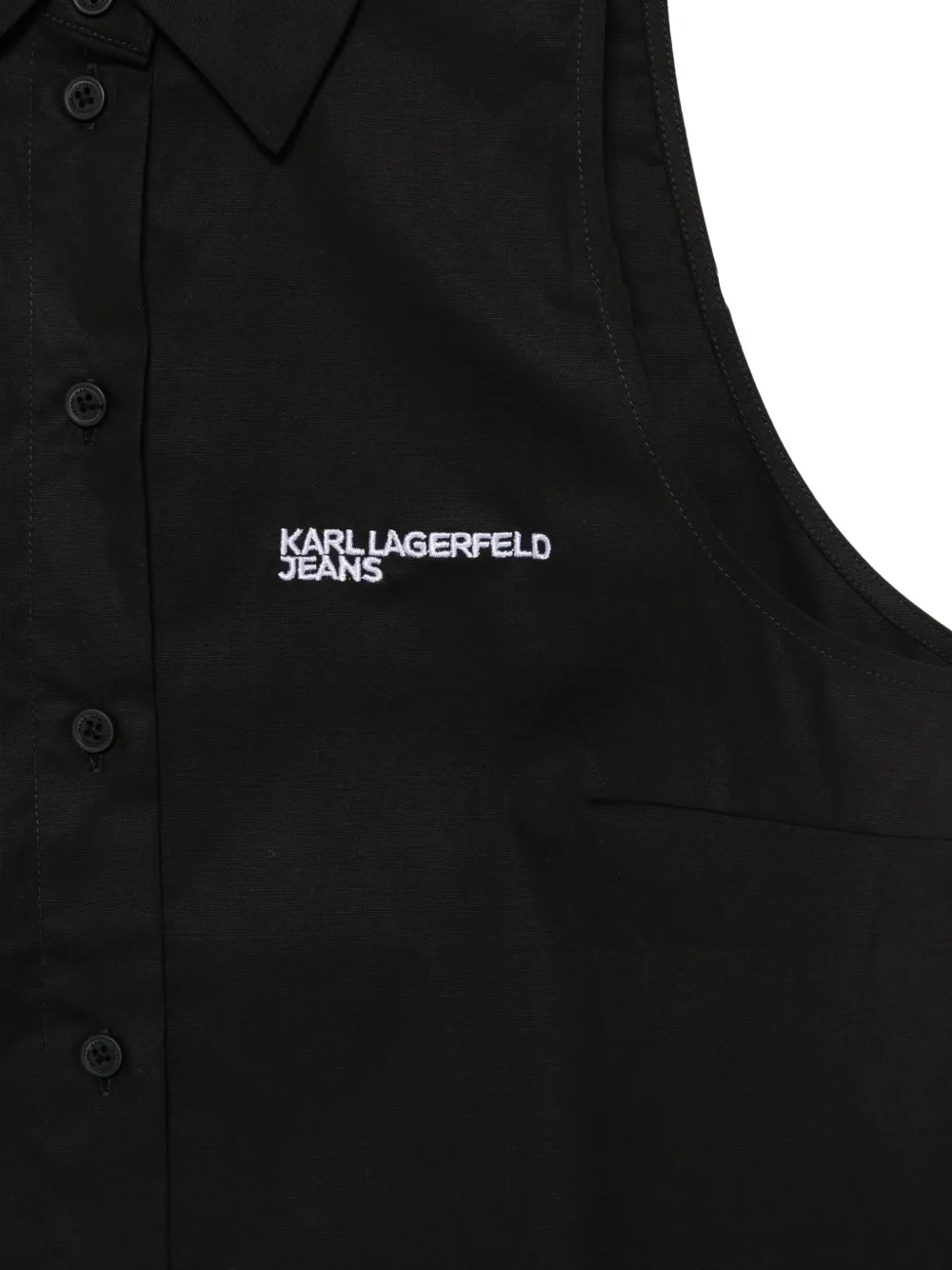 Karl Lagerfeld Jeans Top met geborduurd logo en trekkoord Zwart