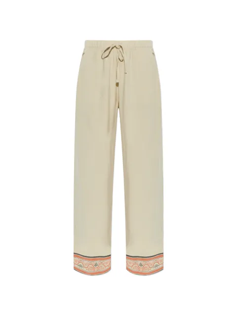 Hanro drawstring-waist patterned-hem trousers