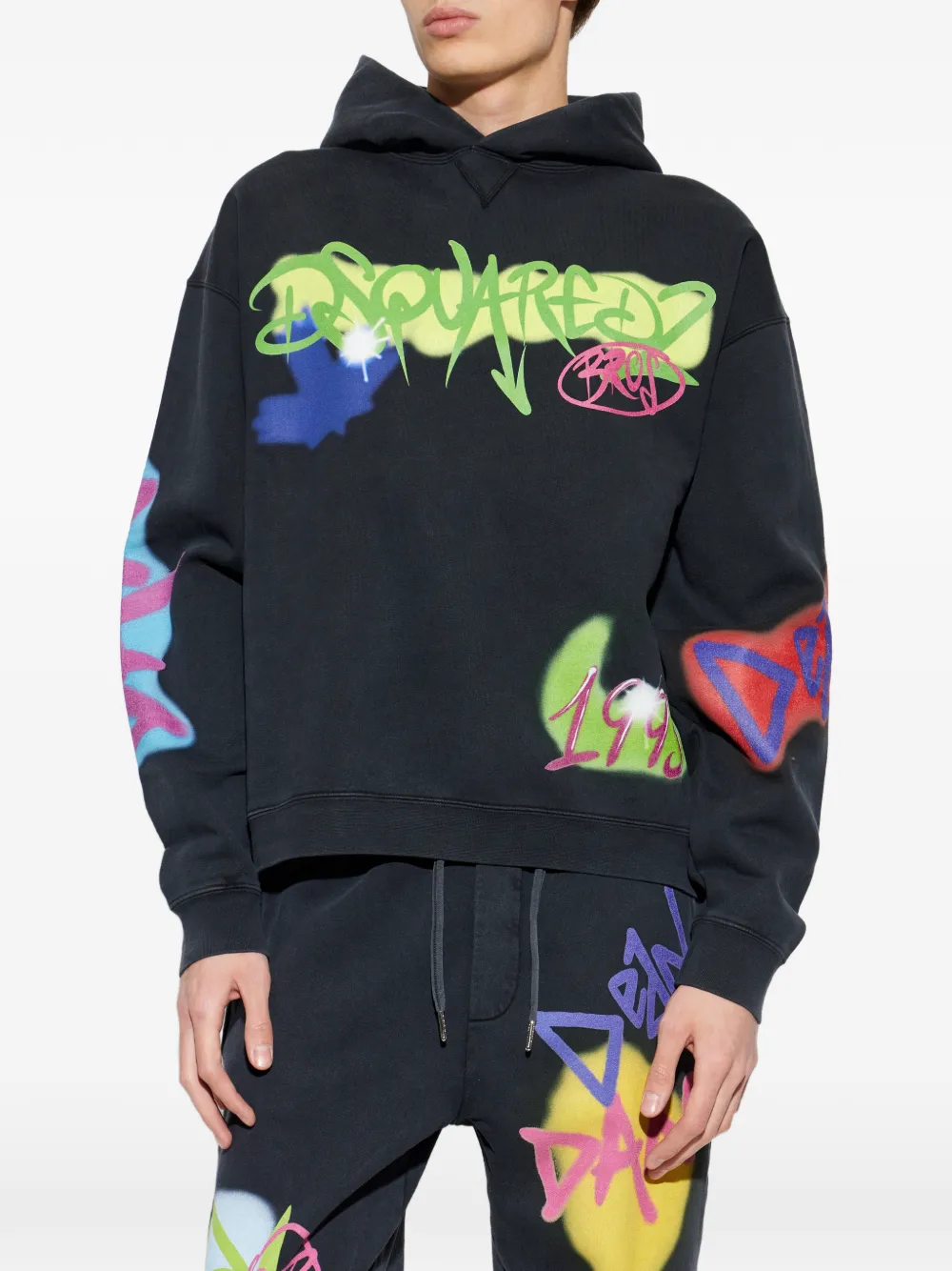 DSQUARED2 Hoodie met print Zwart