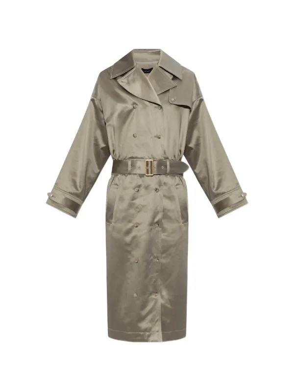 Willy Chavarria Double-breasted Belted Midi Dress in Green