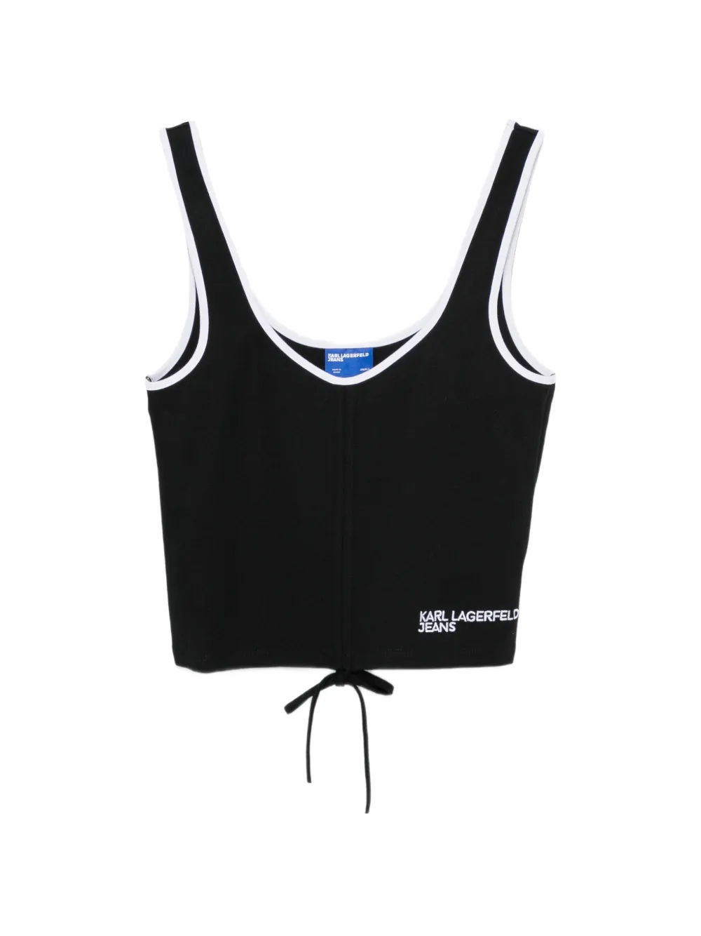 Karl Lagerfeld Jeans contrast-trim drawstring-hem top - Nero