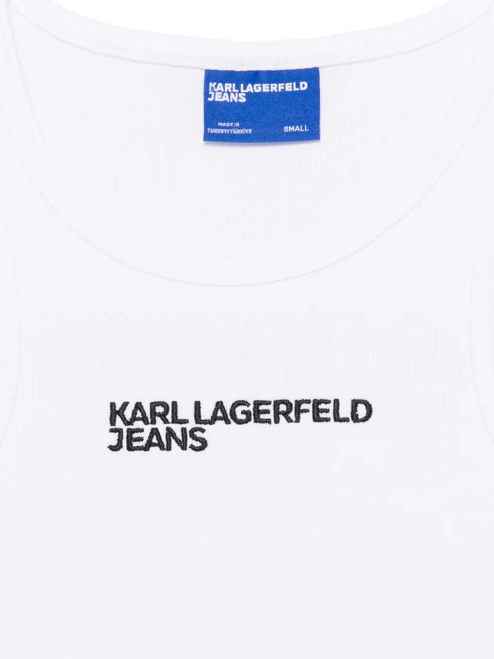 Karl Lagerfeld Jeans Geribde tanktop met logoprint Wit