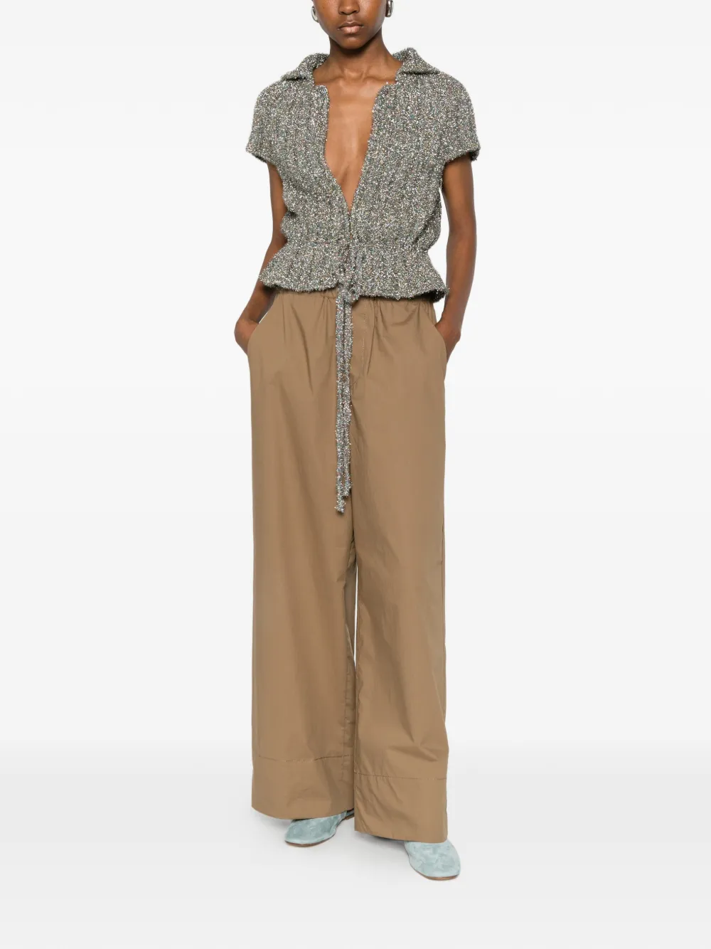 SUSANNE BOMMER Vest met glitter-effect en striksluiting Grijs